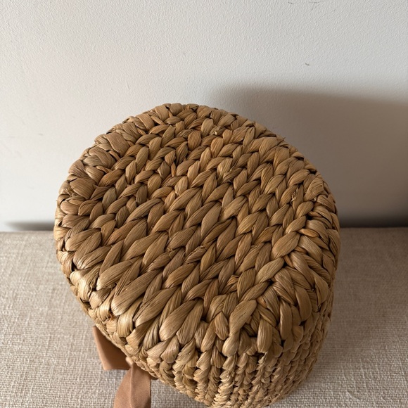 Woven Straw Tote with Ribbon Handle - Picture 6 of 6